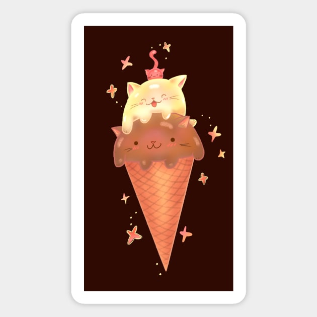 Cat Ice Cream Cone Magnet by rachelleybell